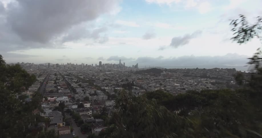 Large city on cloudy day