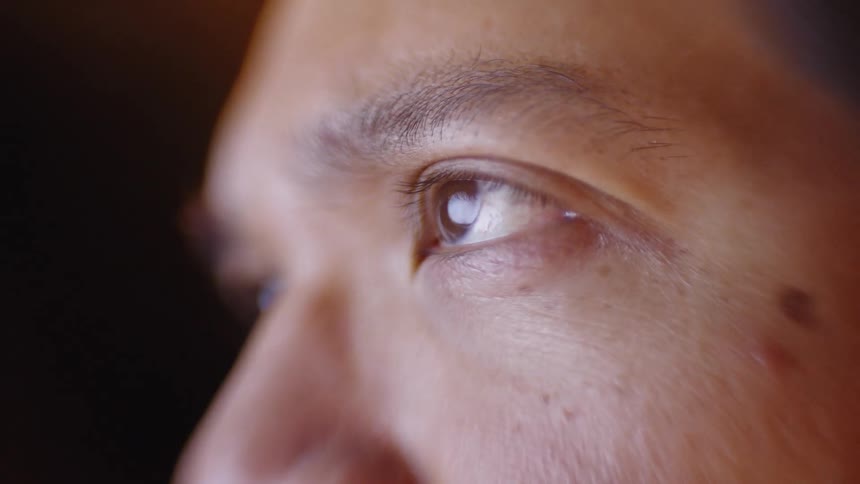 A close up of a mans eyes