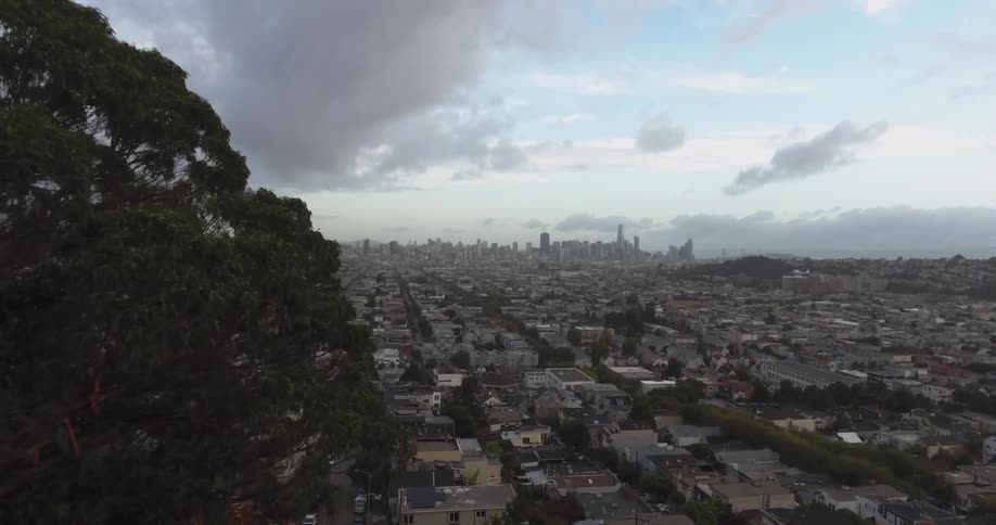 View of a large city on a cloudy day