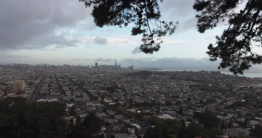 Large city on cloudy day