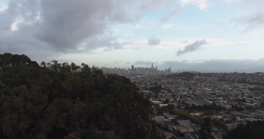 Large city as seen from the outskirts on a cloudy day