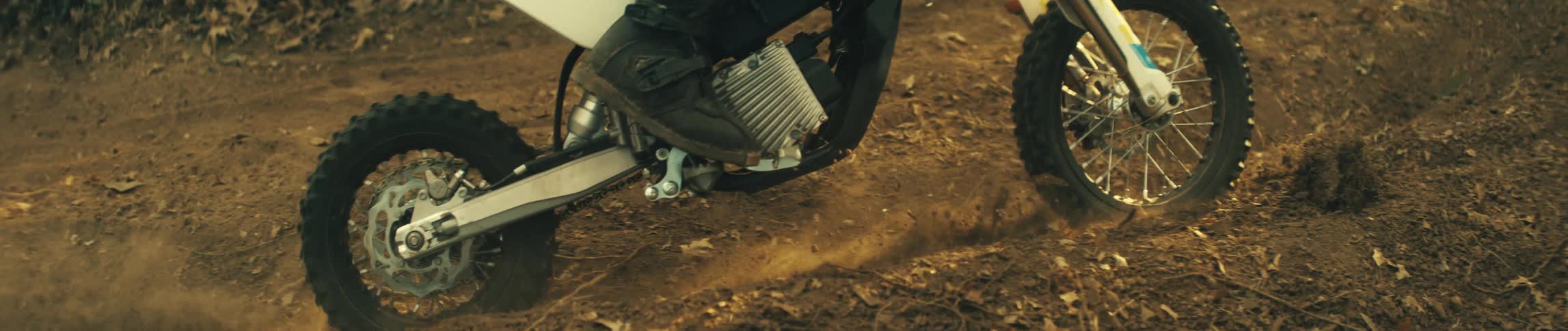A dirt bike out on a trail