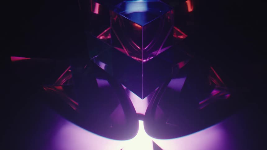 A close up of blue and orange lit cubes