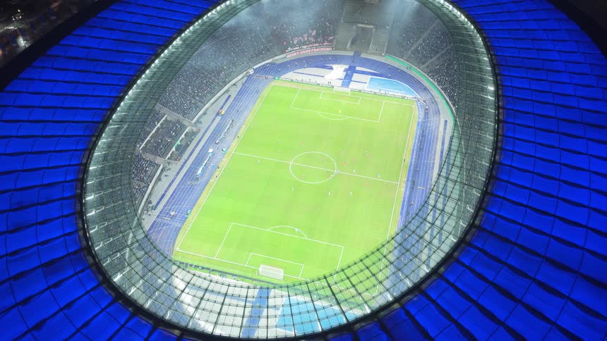 An aerial view of a stadium