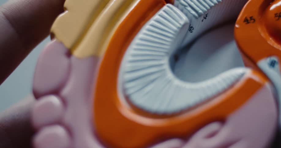 A close up of a plastic sculpture