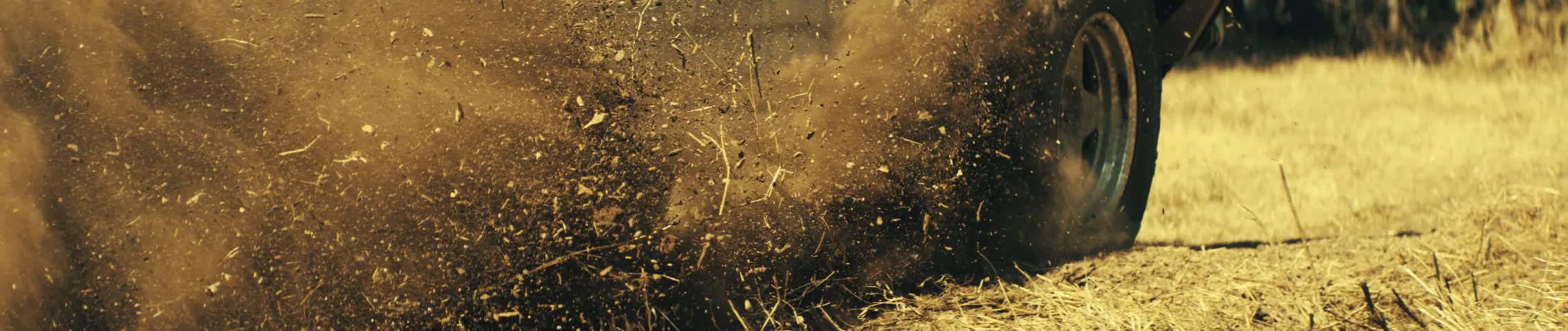 A vehicle driving off road