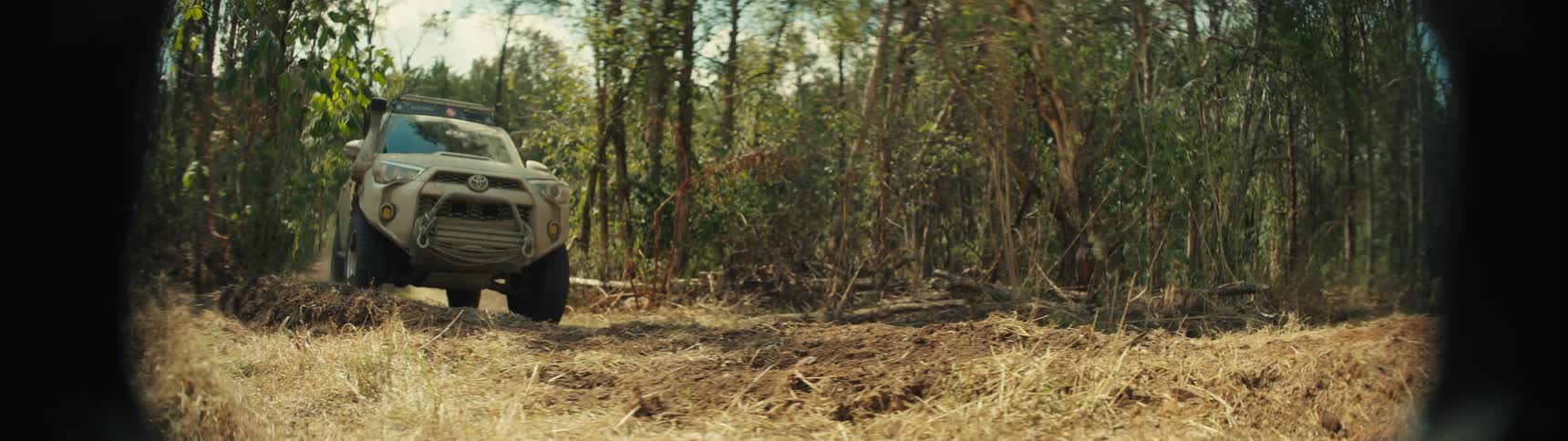 A vehicle driving off road