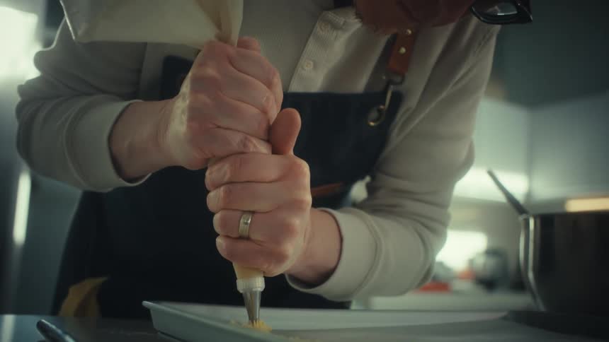 A man cooking food in a kitchen