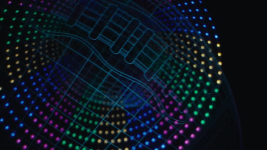 The screensaver is of a large orb of colorful dots