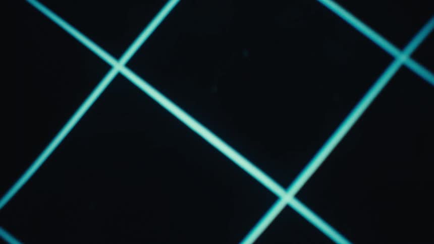 Glowing geometric lines form a sports field diagram on a dark background