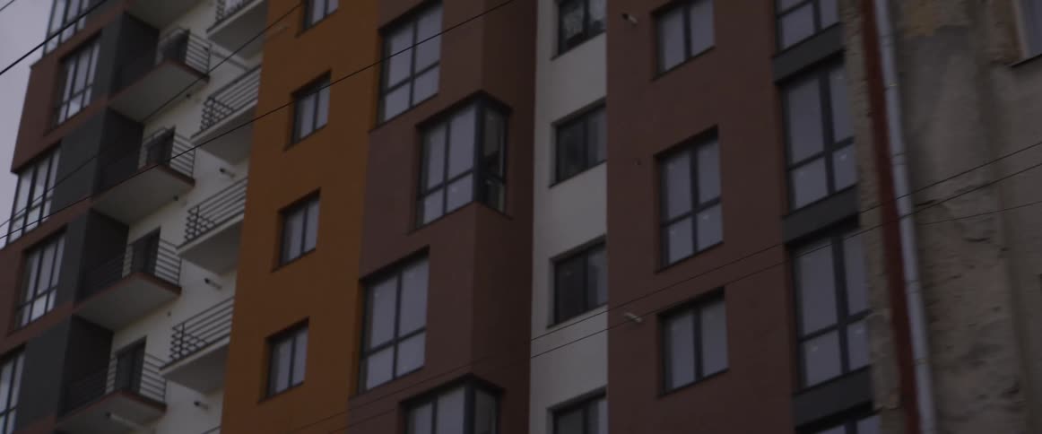 Apartment buildings with windows and balconies