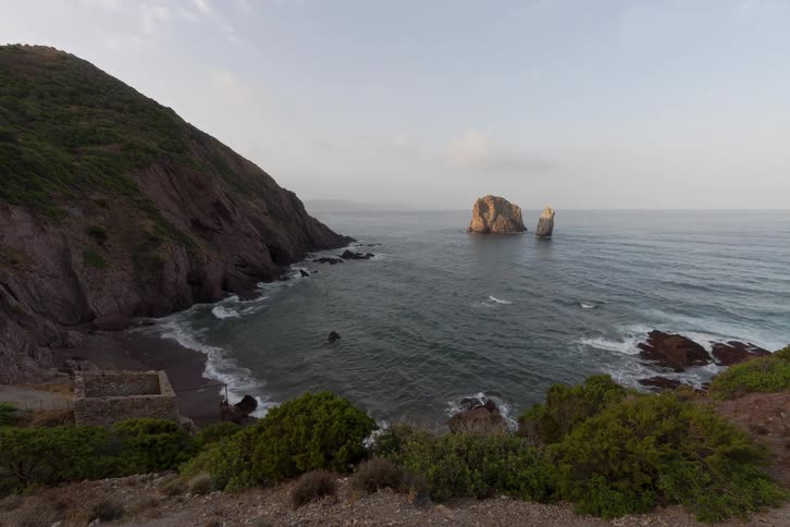 Time lapse of ocean waves washing upon a coastal shoreline