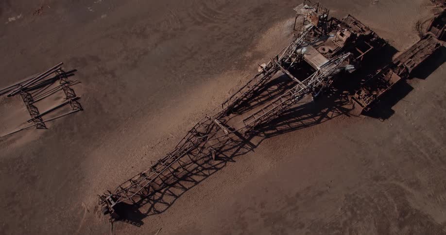 An aerial view of a destroyed building