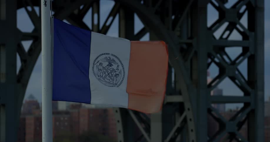A flag is waving in the wind