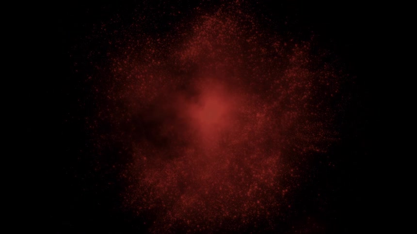 Abstract animation of a glowing red particle cloud floating against a black background