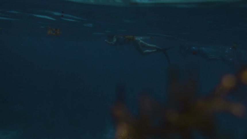 A person is swimming in the water ahead