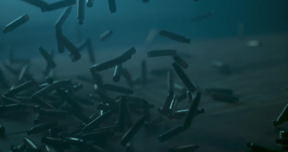 Bullets fall all over the ground