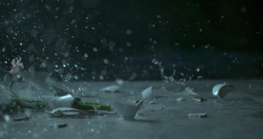 A vase falls and shatters on the ground