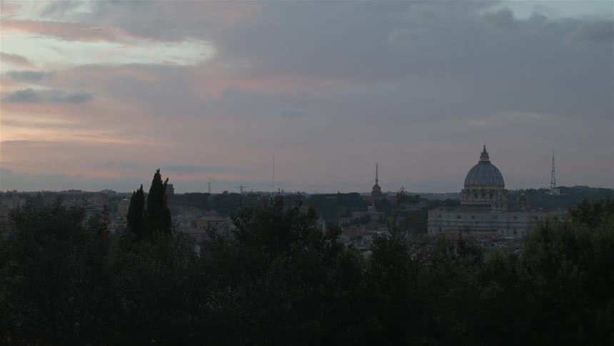 City with a domed building on a cloudy day