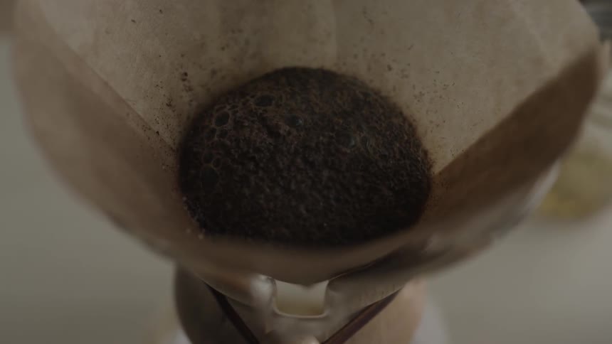 Water drips through a coffee filter