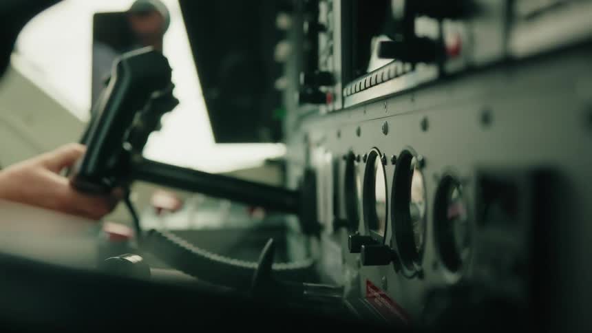 A cinematic close-up of a pilot's hands on the yoke inside the cockpit of a small aircraft, with the instrument panel in the foreground