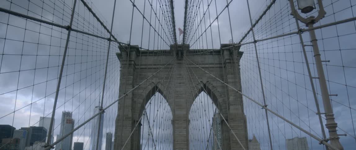 A bridge supported by cables