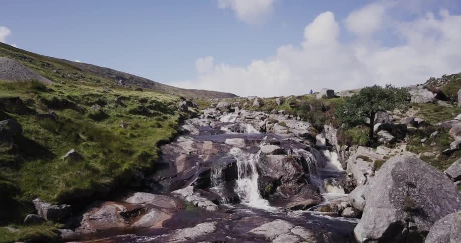 A stream flows over rocks