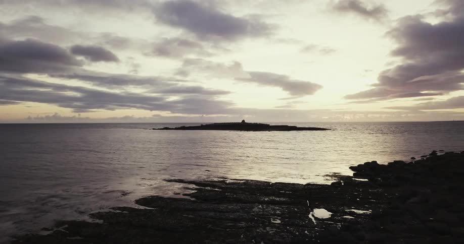 An island is shown off the coast