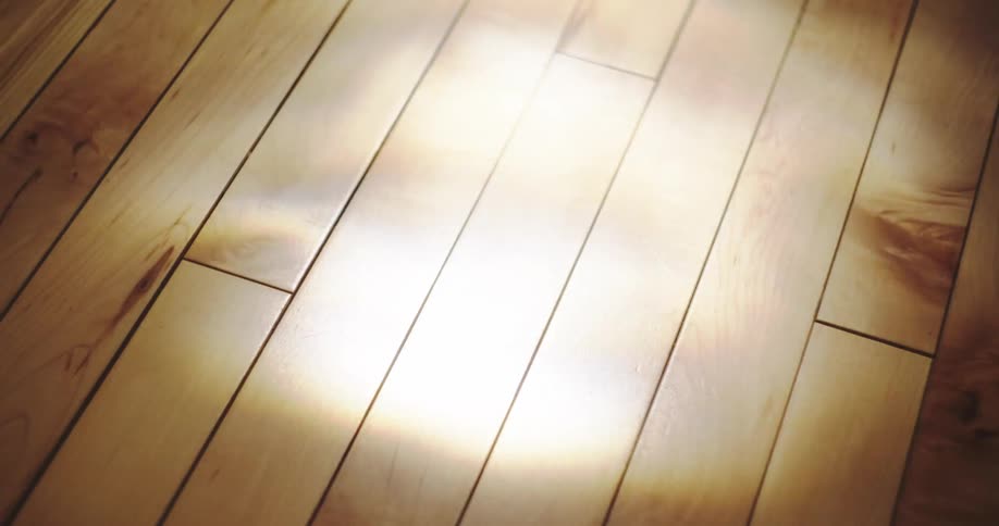 Soft, ethereal light with caustic reflections moves across a warm wooden floor background