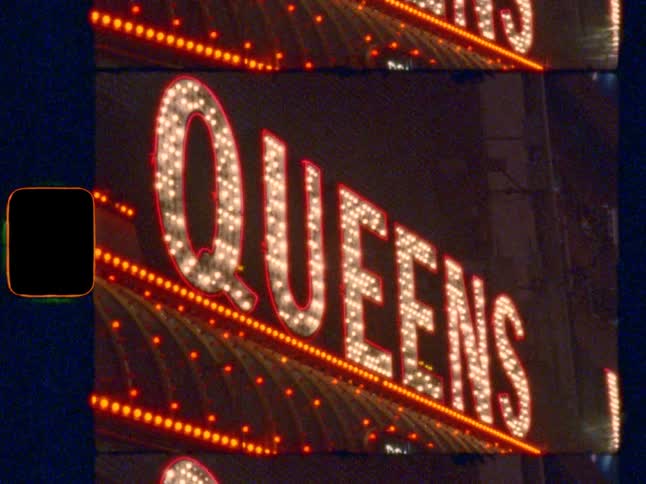 Vegas neon sign “QUEENS”, on Super 8 film