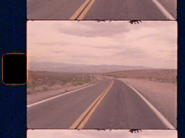 A desert open road, on Super 8 film