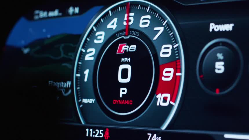 A car speedometer goes up and down