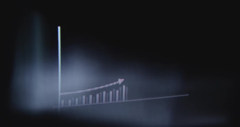 An animated bar graph shows exponential growth with an upward trending arrow