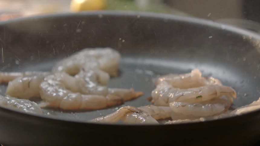 Food is cooking in a pan