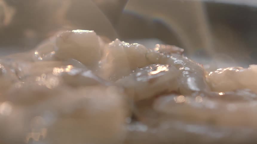 Shrimp is steaming hot