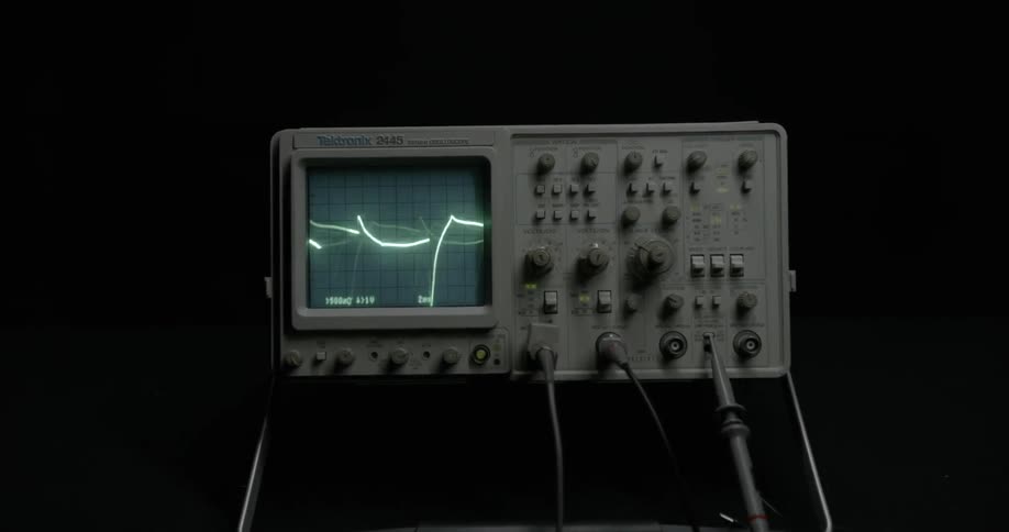 Medical equipment flashes lines across its screen