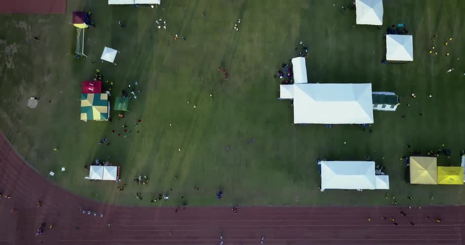 The track has people running around below