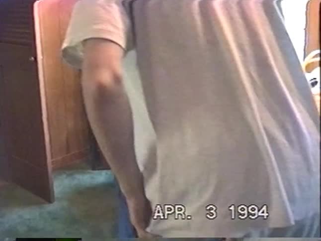 A vintage 1994 home video shows two young boys discovering their Easter baskets filled with candy, eggs, and real bunnies on Easter morning