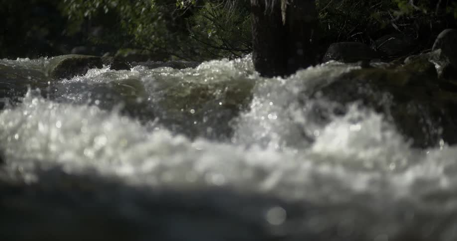Close up of water splashing in a river