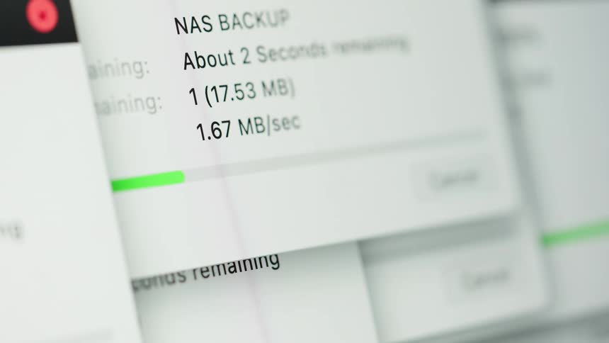 A dynamic montage of multiple file copy windows shows data transfer progress, speed, and remaining time on a computer screen