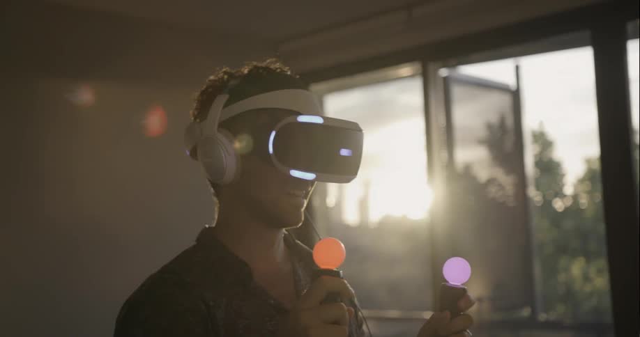 Man looks into a virtual machine