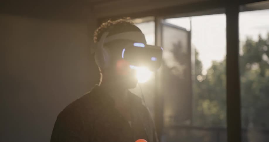 A man plays with a vr headset