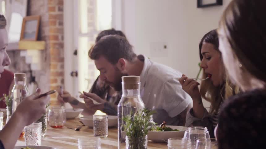 A family eats together