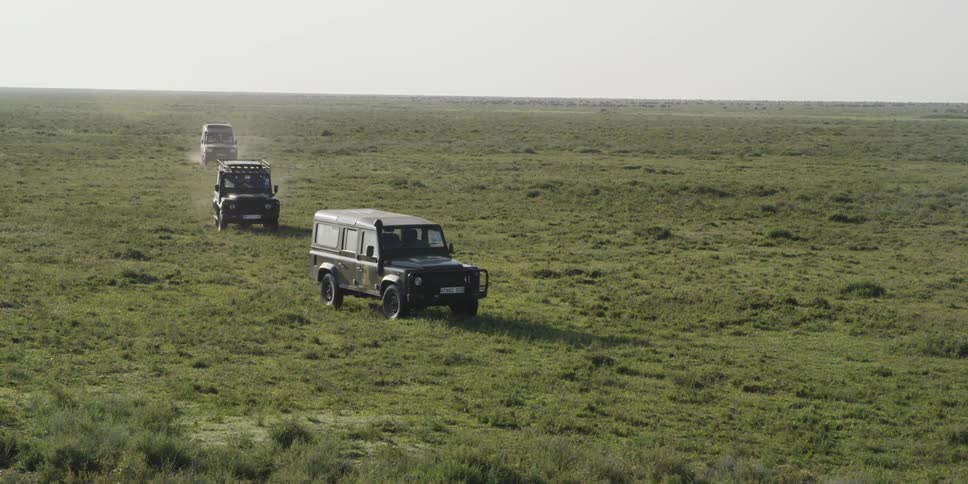 Vehicles driving in an open field