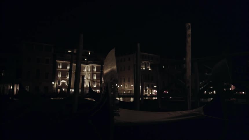 City buildings lit up at night