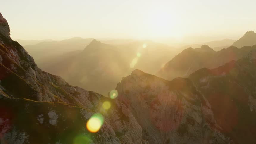Mountainous landscape at sunset