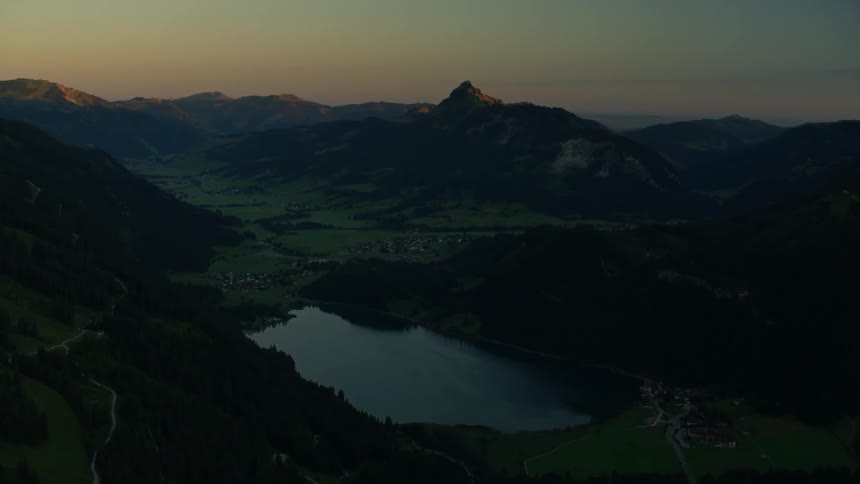 Mountainous landscape at sunset