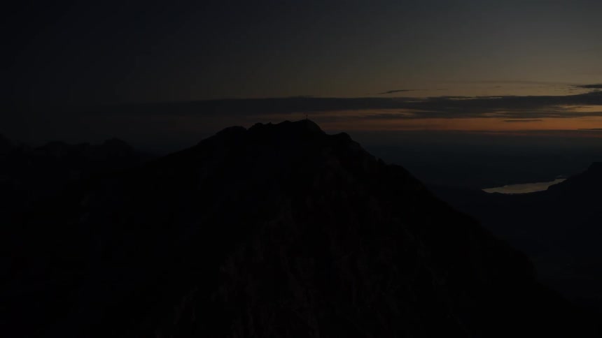 Dark mountain view at sunset