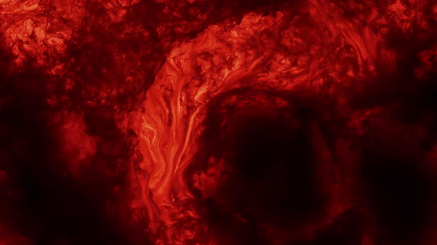 An intense, fiery abstract background of swirling red and black molten liquid