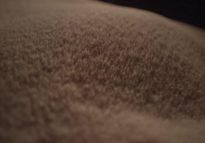 A macro close-up shows tiny granules vibrating and dancing on a surface, creating mesmerizing patterns in slow motion